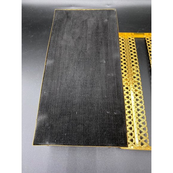 Vintage Gold Filigree Rose Tissue Box Cover Silver MCM Hollywood Regency - Picture 7 of 14